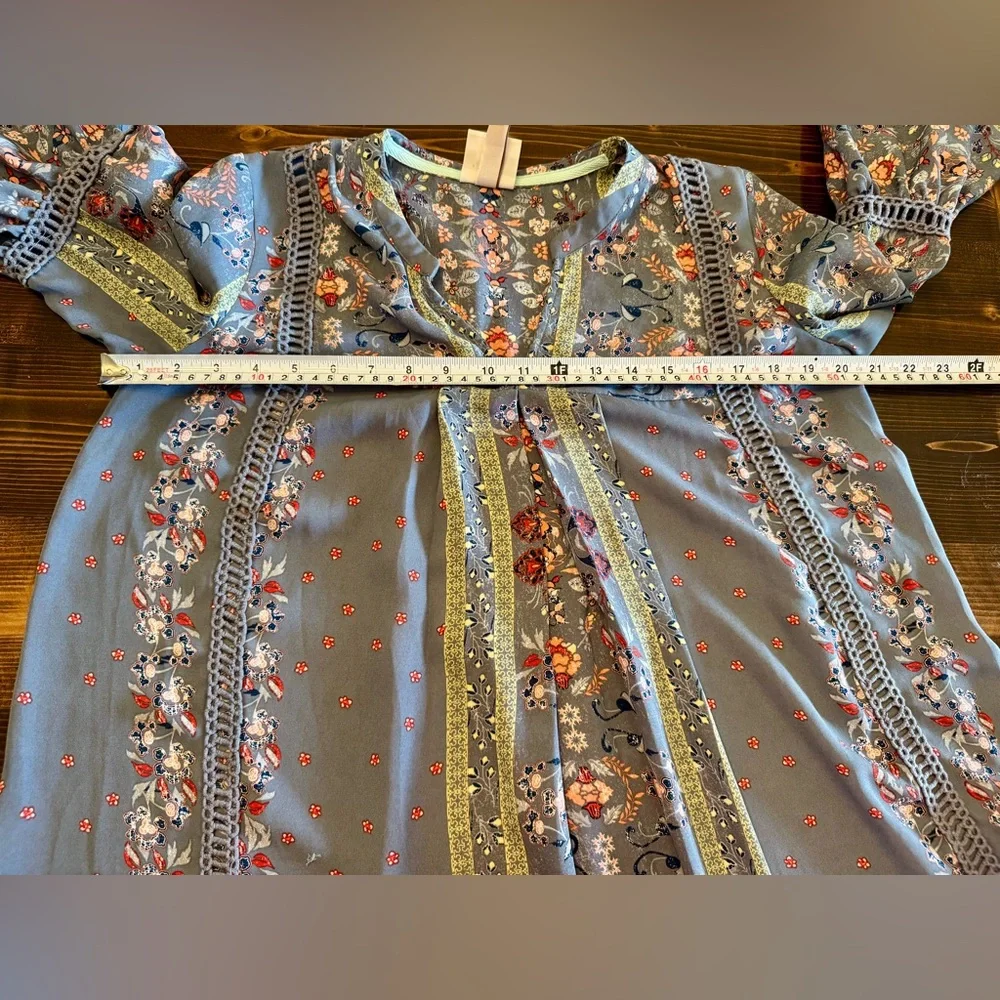 Knox Rose Women’s Boho Gray Multicolor Floral Peasant Top Size S - Picture 6 of 7